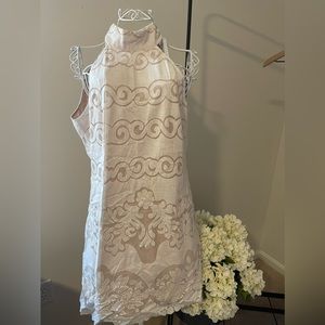 Rockwell Tharp Linen and Lace Dress, Size 6